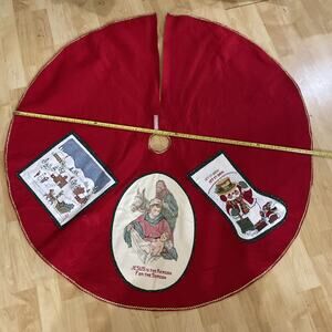 Vintage Cross Stitched‎ Christmas Tree Skirt 44” Wide